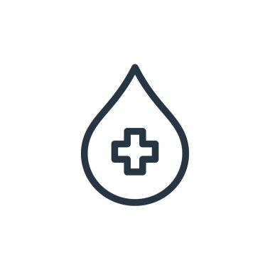 Kan vektör ikonu. Kan düzenlenebilir felç. Web ve mobil uygulamalarda kullanmak için kan doğrusal sembolü, logo, yazdırma medyası. İnce çizgili çizim. Vektör izole çizimi.