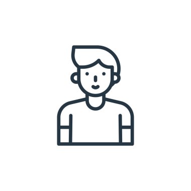 Adam vektör simgesi. İnme inmesi. Web ve mobil uygulamalarda kullanmak için adam doğrusal sembolü, logo, yazdırma medyası. İnce çizgili çizim. Vektör izole çizimi.