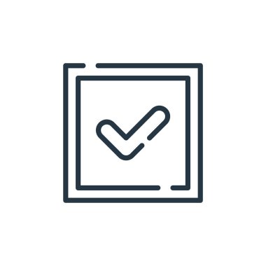 Kontrol listesi vektör simgesi. Yapılacaklar listesi felci. Web ve mobil uygulamalar, logo ve yazdırma ortamlarında kullanılacak doğrusal kontrol listesi sembolü. İnce çizgili çizim. Vektör izole çizimi.