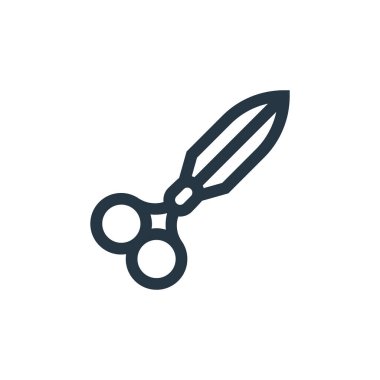 Makas vektör simgesi. Düzenlenebilir makas darbesi. Web ve mobil uygulamalarda kullanmak için makas doğrusal sembolü, logo, yazdırma ortamı. İnce çizgili çizim. Vektör izole çizimi.