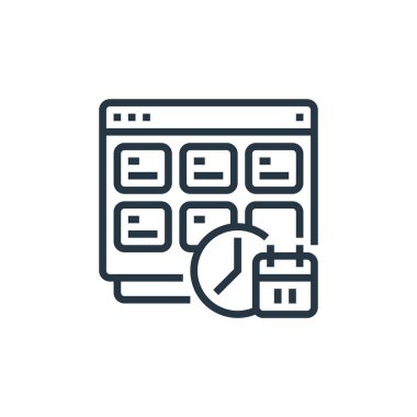 Zaman yönetimi vektör simgesi. Zaman yönetimi düzenlenebilir felç. Web ve mobil uygulamalarda kullanmak için zaman yönetimi doğrusal sembolü, logo, yazdırma ortamı. İnce çizgili çizim. Vektör izole çizimi.