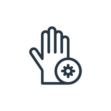 El vektör simgesi. Elle düzenlenebilir felç. Web ve mobil uygulamalarda kullanmak için el doğrusal sembolü, logo, yazdırma medyası. İnce çizgili çizim. Vektör izole çizimi.