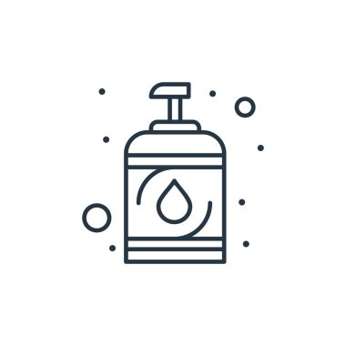 El yıkama vektör simgesi. El yıkama makinesi felci. Web ve mobil uygulamalarda kullanım için el yıkama lineer sembolü, logo, yazdırma medyası. İnce çizgili çizim. Vektör izole çizimi.