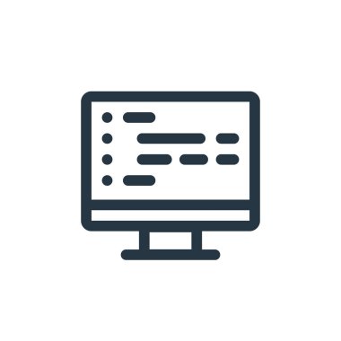 Kodlama vektör simgesi. Kodlanabilir felç. Web ve mobil uygulamalarda kullanmak için doğrusal kodlama sembolü, logo, yazdırma ortamı. İnce çizgili çizim. Vektör izole çizimi.