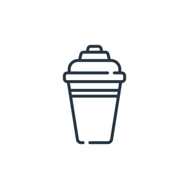 Kokteyl karıştırıcı vektör ikonu. Kokteyl karıştırıcı inme. Web ve mobil uygulamalarda, logoda ve yazılı medyada kullanmak için kokteyl karıştırıcı doğrusal sembolü. İnce çizgili çizim. Vektör izole çizimi.