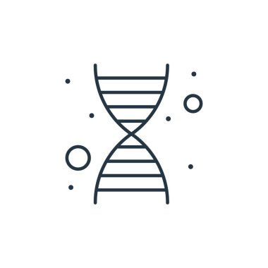DNA vektör simgesi. DNA düzenlenebilir felç. Web ve mobil uygulamalarda kullanmak için DNA lineer sembolü, logo, yazdırma medyası. İnce çizgili çizim. Vektör izole çizimi.