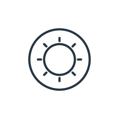 parlaklık vektör simgesi. Parlaklık düzeltilebilir felç. Web ve mobil uygulamalarda kullanmak için parlaklık doğrusal sembolü, logo, yazdırma ortamı. İnce çizgili çizim. Vektör izole çizimi.