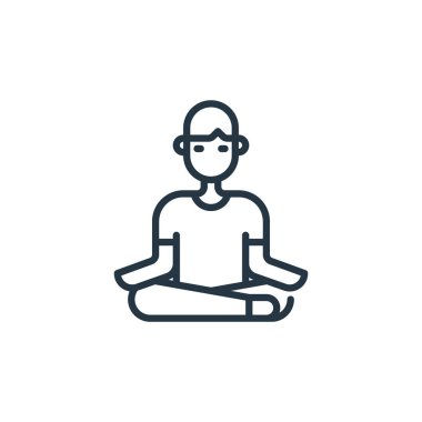 Meditasyon vektör simgesi. Meditasyon, düzenlenebilir felç. Web ve mobil uygulamalarda kullanmak için meditasyon lineer sembolü, logo, yazdırma medyası. İnce çizgili çizim. Vektör izole çizimi.