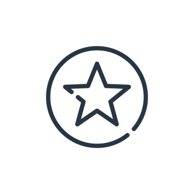 Yıldız vektör simgesi. Yıldız şeklinde düzenlenebilir vuruş. Web ve mobil uygulamalarda kullanmak için yıldız doğrusal sembolü, logo, yazdırma medyası. İnce çizgili çizim. Vektör izole çizimi.