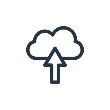 Vektör simgesi yükle. İnme inmesini yükle. Web ve mobil uygulamalarda kullanmak için doğrusal sembol yükle, logo, yazdırma ortamı. İnce çizgili çizim. Vektör izole çizimi.