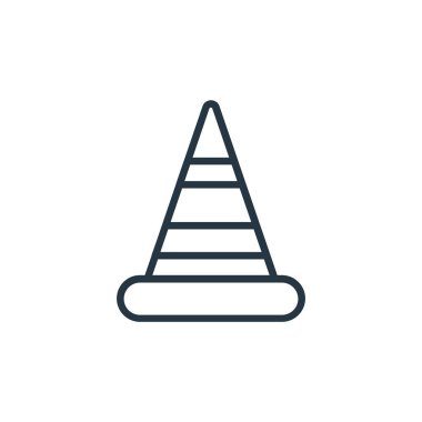 Koni vektör simgesi. Yenilebilir koni felci. Web ve mobil uygulamalarda kullanmak için koni doğrusal sembolü, logo, yazdırma ortamı. İnce çizgili çizim. Vektör izole çizimi.