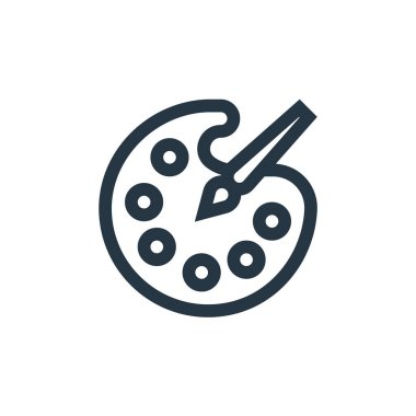 boya palet vektör simgesi. Boya paleti, düzenlenebilir vuruş. Web ve mobil uygulamalarda, logoda ve yazılı medyada kullanmak için boya paleti lineer sembolü. İnce çizgili çizim. Vektör izole çizimi.