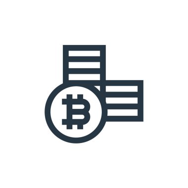 Bitcoin vektör simgesi. Bitcoin düzenlenebilir vuruş. Web ve mobil uygulamalarda kullanmak için bitcoin doğrusal sembolü, logo, yazdırma medyası. İnce çizgili çizim. Vektör izole çizimi.