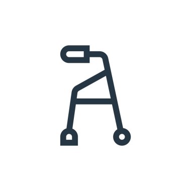 Bebek bakıcısı vektör simgesi. Bebek gezdirici inme. bebek gezgini lineer sembolü web ve mobil uygulamalarda, logoda, yazılı medyada kullanılıyor. İnce çizgili çizim. Vektör izole çizimi.