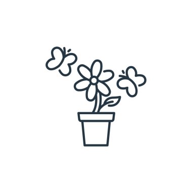 çiçek vektör simgesi. çiçek kurgulanabilir inme. İnternet ve mobil uygulamalarda kullanım için çiçek doğrusal sembolü, logo, yazdırma medyası. İnce çizgili çizim. Vektör izole çizimi.