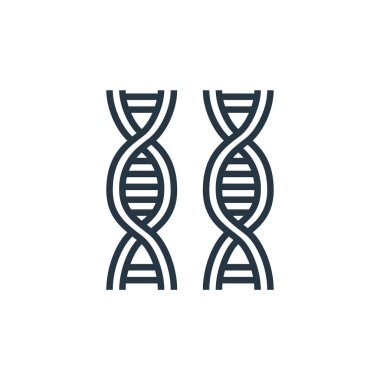 DNA vektör simgesi. DNA düzenlenebilir felç. Web ve mobil uygulamalarda kullanmak için DNA lineer sembolü, logo, yazdırma medyası. İnce çizgili çizim. Vektör izole çizimi.