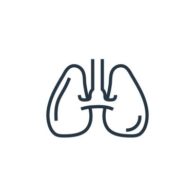 Akciğer vektör simgesi. Akciğerler düzenlenebilir felç. Akciğer lineer sembolü web ve mobil uygulamalarda, logoda, yazdırma ortamında kullanılır. İnce çizgili çizim. Vektör izole çizimi.