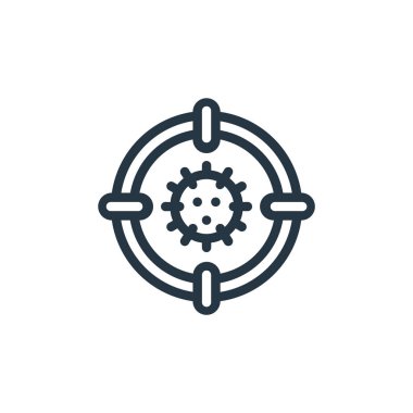 hedef vektör simgesi. Hedef değiştirilebilir vuruş. Web ve mobil uygulamalar, logo ve yazdırma ortamlarında kullanılacak doğrusal simgeyi hedef al. İnce çizgili çizim. Vektör izole çizimi.