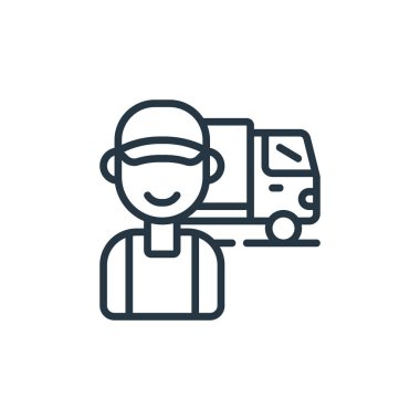 sürücü vektör simgesi. Sürücü felci. İnternet ve mobil uygulamalarda kullanmak için sürücü doğrusal sembolü, logo, yazdırma ortamı. İnce çizgili çizim. Vektör izole çizimi.