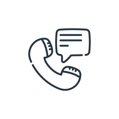 Arama vektör simgesi. Telefon görüşmeleri düzenlenebilir felç. İnternet ve mobil uygulamalarda, logoda ve yazılı medyada kullanılacak doğrusal telefon çağrısı sembolü. İnce çizgili çizim. Vektör izole çizimi.