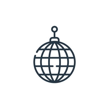 Disko topu vektör simgesi. Disko topu düzenlenebilir vuruş. disko topu lineer sembolü web ve mobil uygulamalarda, logoda, yazdırma ortamında kullanılır. İnce çizgili çizim. Vektör izole çizimi.