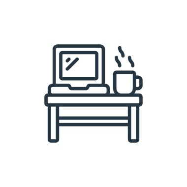 çalışma alanı vektör simgesi. Çalışma alanı düzenlenebilir vuruş. Web ve mobil uygulamalarda, logoda, yazıcı ortamında kullanmak için çalışma alanı doğrusal sembolü. İnce çizgili çizim. Vektör izole çizimi.