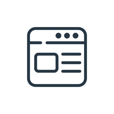 Web sitesi vektör simgesi. İnternet sitesinde düzenlenebilir felç. Web ve mobil uygulamalarda, logoda ve yazılı medyada kullanım için lineer web sitesi sembolü. İnce çizgili çizim. Vektör izole çizimi.