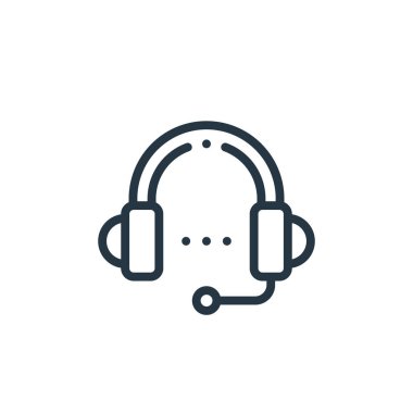 Kulaklık vektör simgesi. Kulaklık, düzeltilebilir felç. İnternet ve mobil uygulamalarda, logoda ve yazılı medyada kullanılacak doğrusal kulaklık sembolü. İnce çizgili çizim. Vektör izole çizimi.