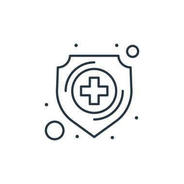 Kalkan vektör simgesi. Kalkan değiştirilebilir felç. Web ve mobil uygulamalarda kullanmak için kalkan doğrusal sembolü, logo, yazdırma medyası. İnce çizgili çizim. Vektör izole çizimi.