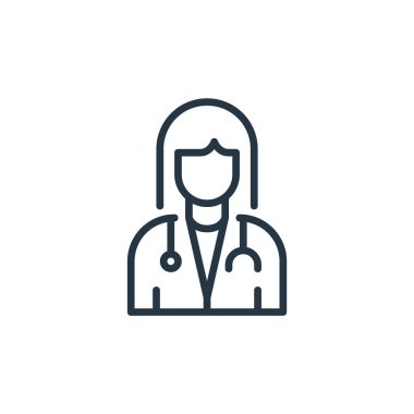 Doktor vektör ikonu. Doktor düzeltilebilir felç. İnternet ve mobil uygulamalarda kullanım için doktor doğrusal sembolü, logo, yazdırma medyası. İnce çizgili çizim. Vektör izole çizimi.