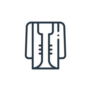 Hırka vektör simgesi. Düzenlenebilir hırka darbesi. İnternet ve mobil uygulamalarda, logoda ve yazılı medyada kullanılmak üzere hırka lineer sembolü. İnce çizgili çizim. Vektör izole çizimi.