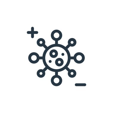 Virüs vektör simgesi. Virüs yayılabilir felç. İnternet ve mobil uygulamalarda, logoda ve yazılı medyada kullanılmak üzere virüs doğrusal sembolü. İnce çizgili çizim. Vektör izole çizimi.