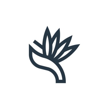 bitki vektör simgesi. bitkisel inme. Web ve mobil uygulamalarda, logoda, yazdırma ortamında kullanılmak üzere bitki doğrusal sembolü. İnce çizgili çizim. Vektör izole çizimi.