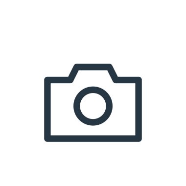 Kamera vektör simgesi. Kamera düzenlenebilir vuruş. Web ve mobil uygulamalarda kullanmak için kamera doğrusal sembolü, logo, yazdırma medyası. İnce çizgili çizim. Vektör izole çizimi.