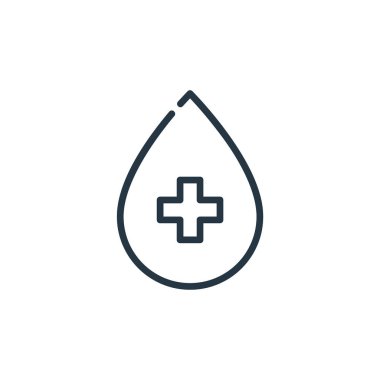 Kan vektör ikonu. Kan düzenlenebilir felç. Web ve mobil uygulamalarda kullanmak için kan doğrusal sembolü, logo, yazdırma medyası. İnce çizgili çizim. Vektör izole çizimi.