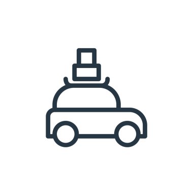 seyahat vektör simgesi. Yolculuk düzenlenebilir felç. Web ve mobil uygulamalarda, logoda ve yazılı medyada kullanım için seyahat doğrusal sembolü. İnce çizgili çizim. Vektör izole çizimi.