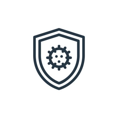 Kalkan vektör simgesi. Kalkan değiştirilebilir felç. Web ve mobil uygulamalarda kullanmak için kalkan doğrusal sembolü, logo, yazdırma medyası. İnce çizgili çizim. Vektör izole çizimi.