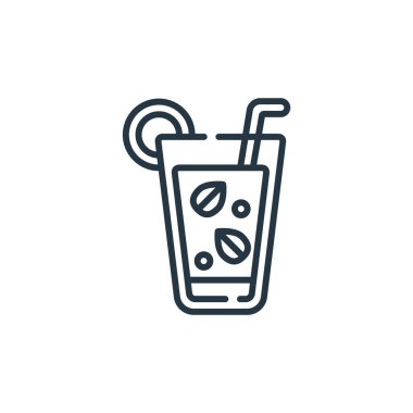 Mojito vektör simgesi. Mojito montajlanabilir felç. Mojito lineer sembolü web ve mobil uygulamalar, logo, yazdırma medyası için. İnce çizgili çizim. Vektör izole çizimi.