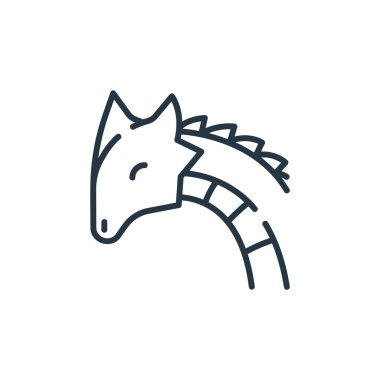 ejderha vektör simgesi. ejderha inme inmesi. ejderha lineer sembolü web ve mobil uygulamalar, logo, yazdırma medyası için. İnce çizgili çizim. Vektör izole çizimi.