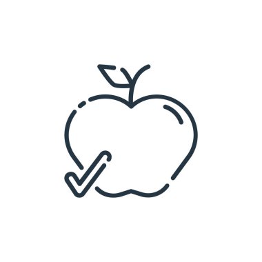 Sağlıklı gıda vektör simgesi. Sağlıklı beslenme felci. İnternet ve mobil uygulamalarda, logoda ve yazılı medyada kullanmak için sağlıklı gıda doğrusal sembolü. İnce çizgili çizim. Vektör izole çizimi.