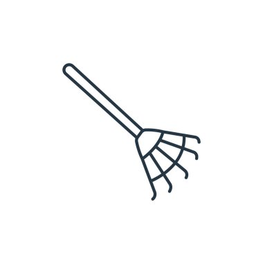 Tırmık vektör simgesi. Yırtılabilir felç. Web ve mobil uygulamalarda, logoda, yazıcı ortamında kullanmak için doğrusal simgeyi tırmıkla. İnce çizgili çizim. Vektör izole çizimi.