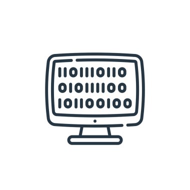 Kodlama vektör simgesi. Kodlanabilir felç. Web ve mobil uygulamalarda kullanmak için doğrusal kodlama sembolü, logo, yazdırma ortamı. İnce çizgili çizim. Vektör izole çizimi.