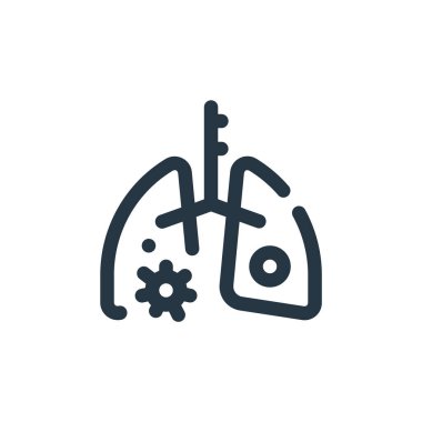 Zatürree vektör ikonu. Zatürree olabilir felç. pnömoni lineer sembolü web ve mobil uygulamalar, logo, yazdırma medyası için. İnce çizgili çizim. Vektör izole çizimi.