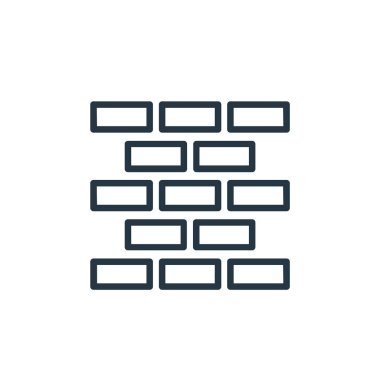 Duvar vektör simgesi. Duvar düzenlenebilir felç. İnternet ve mobil uygulamalarda kullanmak için duvar doğrusal sembolü, logo, yazdırma medyası. İnce çizgili çizim. Vektör izole çizimi.