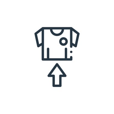 Gömlek vektör simgesi. Tişört değiştirilebilir vuruş. İnternet ve mobil uygulamalarda, logoda, yazılı medyada kullanılacak doğrusal tişört sembolü. İnce çizgili çizim. Vektör izole çizimi.