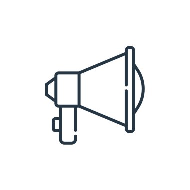 Hoparlör vektör simgesi. Hoparlör inmesi. Web ve mobil uygulamalarda kullanmak için hoparlör lineer sembolü, logo, yazdırma medyası. İnce çizgili çizim. Vektör izole çizimi.