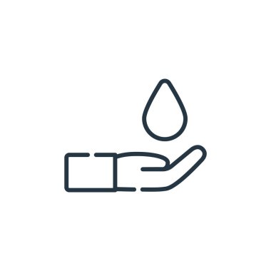 Su vektör simgesini kaydet. Kurgulanabilir su felcini sakla. Su doğrusal sembolünü web ve mobil uygulamalarda, logoda, yazdırma ortamında kullanmak üzere kaydet. İnce çizgili çizim. Vektör izole çizimi.