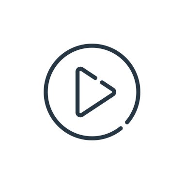 vektör simgesini çal. Düzenlenebilir vuruş çal. Web ve mobil uygulamalarda kullanmak için doğrusal simge oynat, logo, yazdırma ortamı. İnce çizgili çizim. Vektör izole çizimi.