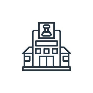 Laboratuvar vektör simgesi. Laboratuvarda düzenlenebilir felç. Web ve mobil uygulamalarda, logoda ve yazılı medyada kullanmak için laboratuvar lineer sembolü. İnce çizgili çizim. Vektör izole çizimi.