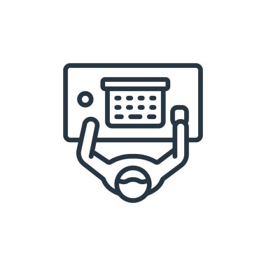 masa vektör simgesi. Masa başı felç. Web ve mobil uygulamalarda kullanmak için masa doğrusal sembolü, logo, yazdırma medyası. İnce çizgili çizim. Vektör izole çizimi.